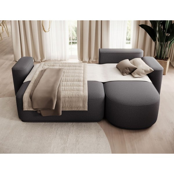 Divano angolare grigio scuro allungabile/con contenitore (con penisola a destra/con chaise lounge) e rivestimento in ciniglia Aurumm – ELTAP-image-4