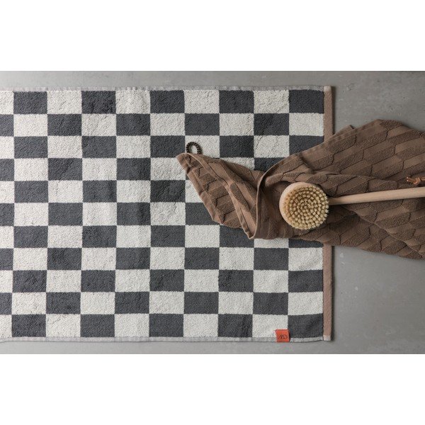 Tappetino per il bagno color antracite/beige in cotone organico per la doccia 50x80 cm Retro – Mette Ditmer Denmark-image-2