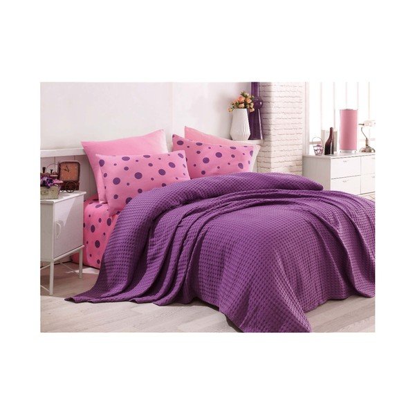 Copriletto singolo in cotone con federa e lenzuolo Gita, 160 x 220 cm - Mijolnir