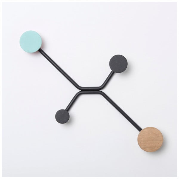 Appendiabiti da parete nero con dettaglio verde menta Hook - Gazzda-image-2