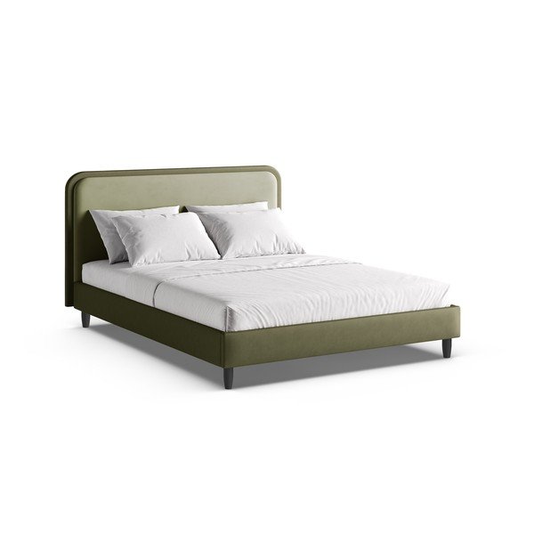 Letto matrimoniale imbottito verde con rete inclusa 180x200 cm Aveline – Micadoni 