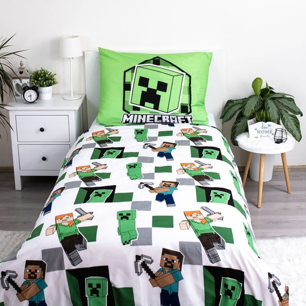 Biancheria da letto per bambini in microfibra per letto singolo 140x200 cm Minecraft – Jerry Fabrics-image-1