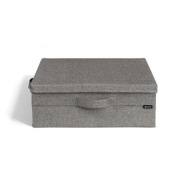 Scatola con coperchio grigia in tessuto 46x56x16 cm Soft Storage Low – Bigso