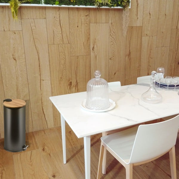 Cestino per la spazzatura nero opaco in acciaio con pedale 30 l   Adonis – Spirella-image-2