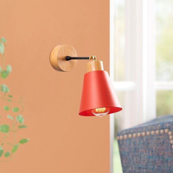 Lampada da parete in colore rosso e naturale ø 14 cm Manavgat - Opviq lights-image-1