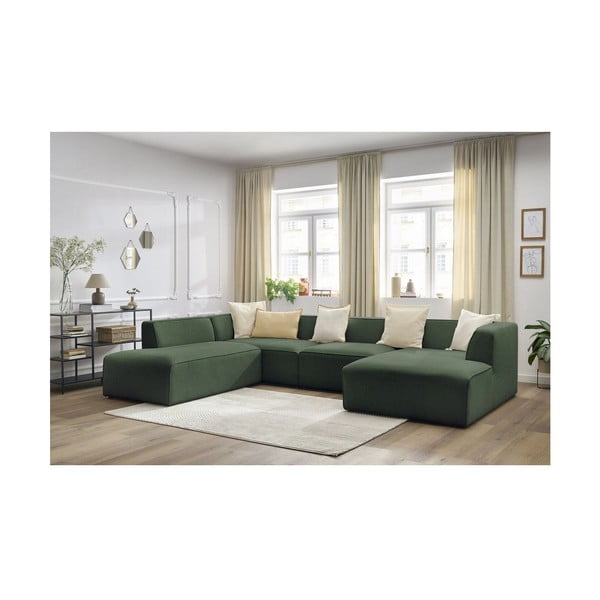Divano angolare componibile verde (penisola a sinistra/a U) Megeve – Bobochic Paris-image-1