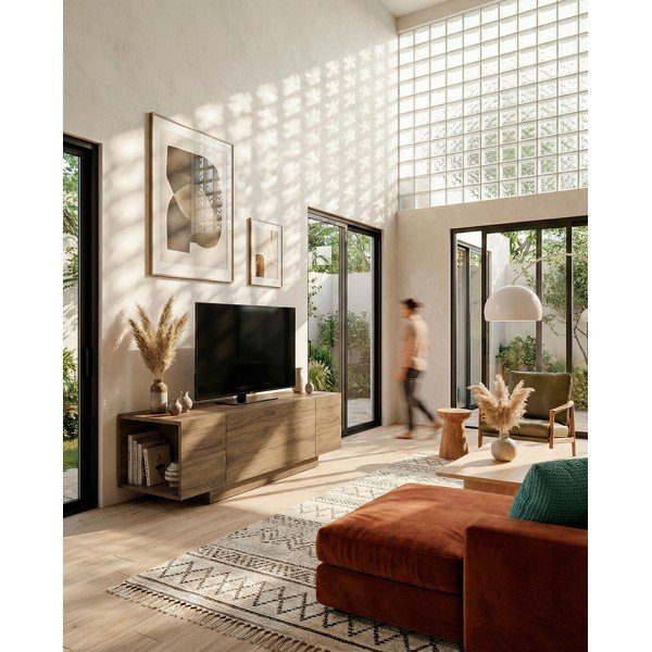 Mobile TV di colore naturale con effetto rovere 140x45x40 cm Victor – Marckeric-image-2