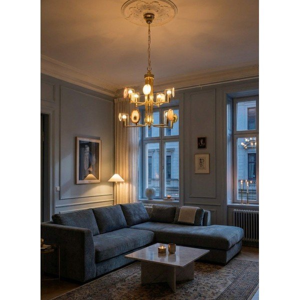 Lampadario dorato in metallo Glamour – Premier Housewares-image-1