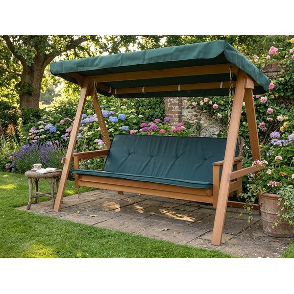 Altalena da giardino in legno verde Vegas Lux - Rojaplast-image-1