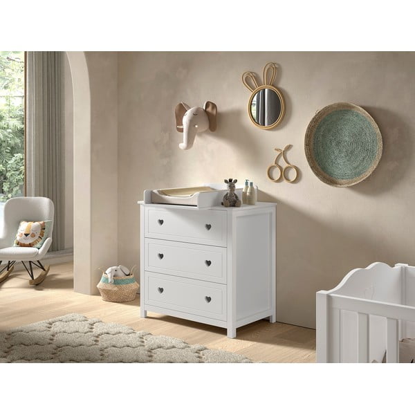 Cassettiera per bambini bianca con fasciatoio 90x103x73 cm Amori – Vipack-image-1