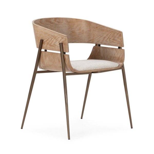 Set di sedie da pranzo di colore naturale in imbottito con braccioli 2 pz Naia – MOME