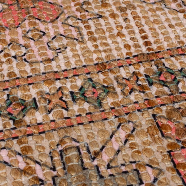 Tappeto rosa e color terracotta in misto iuta tessuto a mano 60x230 cm Lana Jute – Flair Rugs-image-2