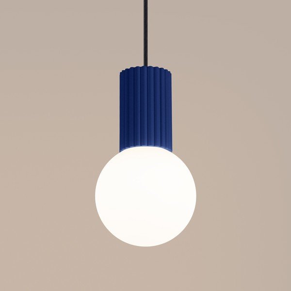 Lampadario blu scuro con paralume in vetro ø 12 cm Orbital – Sollux-image-4