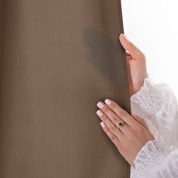 Tenda parzialmente oscurante marrone 140x250 cm Carli Tie – Restilo-image-4