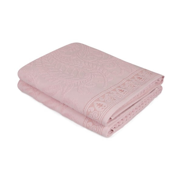 Set di 2 asciugamani in cotone rosa Noktali Sal, 90 x 150 cm - Soft Kiss