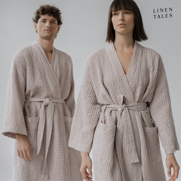 Accappatoio rosa chiaro in misto lino S/M Powder – Linen Tales-image-3