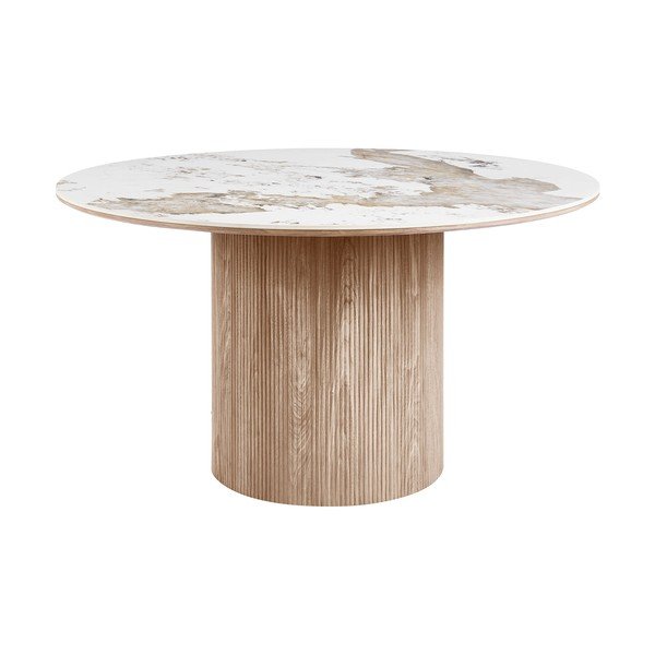 Tavolo da pranzo rotondo con piano effetto marmo ø 140 cm Athens – House Nordic