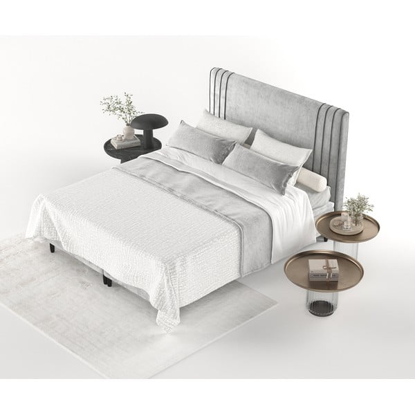 Letto matrimoniale imbottito grigio con contenitore 140x200 cm Musca - Maison de Rêve-image-4