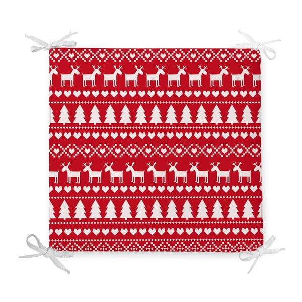 Cuscino di seduta natalizio con renna di Babbo Natale in cotone, 42 x 42 cm - Minimalist Cushion Covers