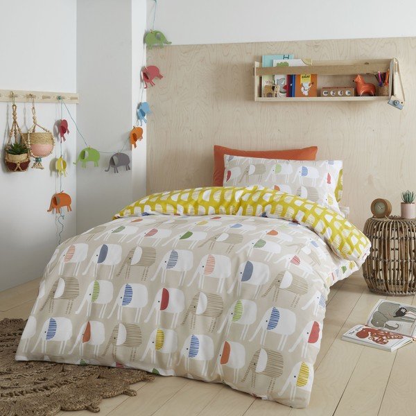 Biancheria da letto in cotone per bambini 200x135 cm Minbu Elephant - Pineapple Elephant-image-1