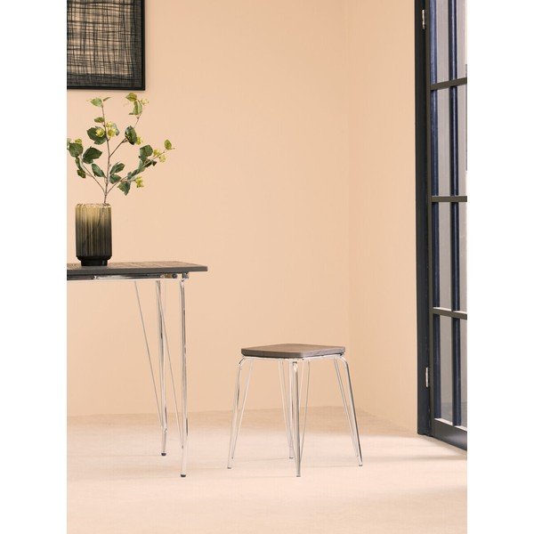 Sgabello argentato/di colore naturale in olmo massiccio District – Premier Housewares-image-3