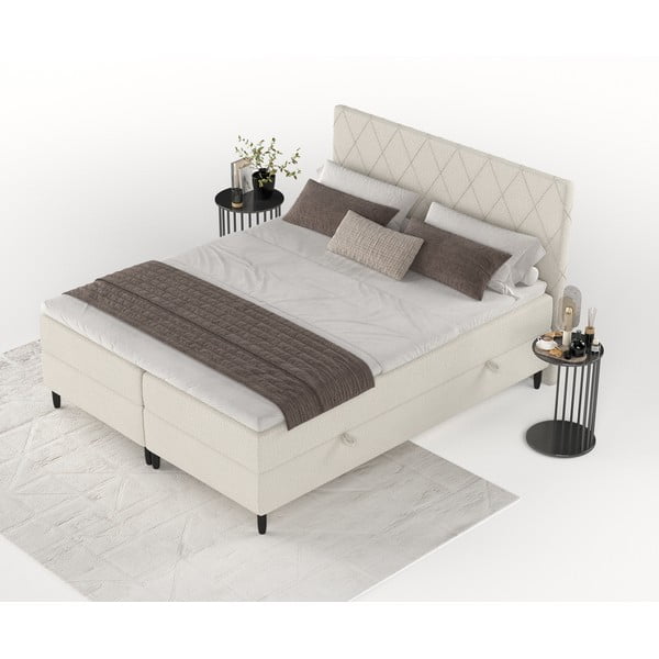 Letto boxspring beige con contenitore 160x200 cm Gwen - Maison de Rêve-image-3