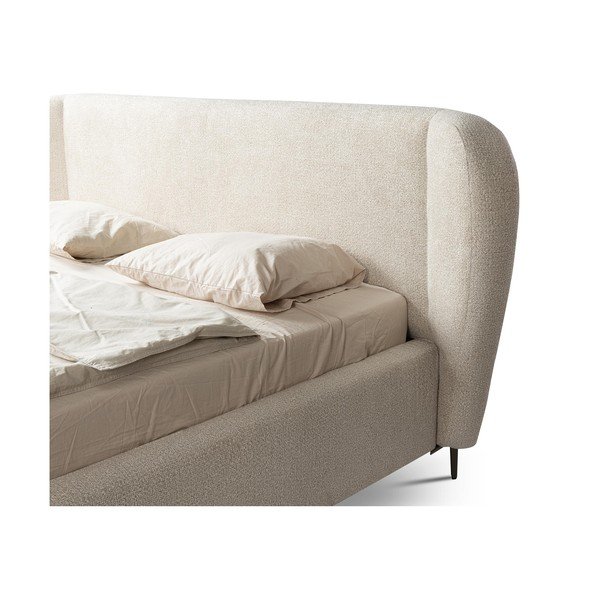 Letto matrimoniale imbottito beige con rete inclusa 160x200 cm Makana – Makamii-image-3