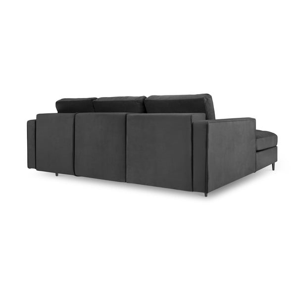 Divano letto angolare in velluto grigio scuro, angolo sinistro Santo - Milo Casa-image-3