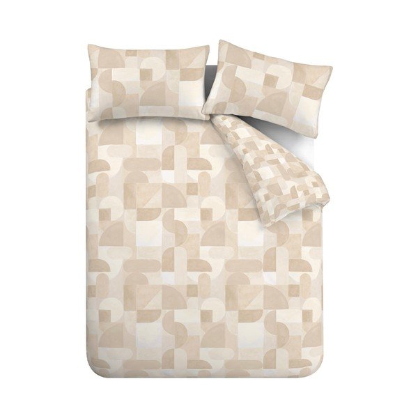 Biancheria da letto beige per letto matrimoniale 200x200 cm Sloane Geo – Catherine Lansfield