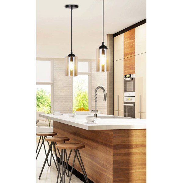 Lampada a sospensione nera con paralume in vetro ø 10 cm Bistro - Candellux Lighting-image-1