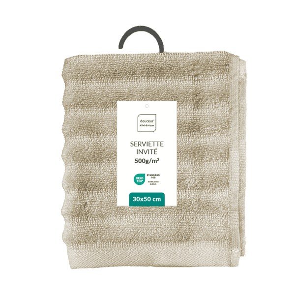 Asciugamano tipo terry beige in cotone 30x50 cm Maya – douceur d'intérieur-image-4