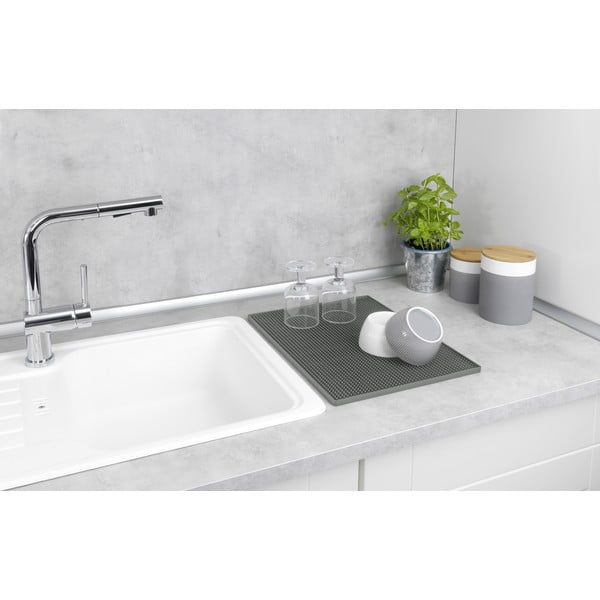 Tappetino scolapiatti grigio in gomma 40x30 cm Maxi – Wenko-image-1