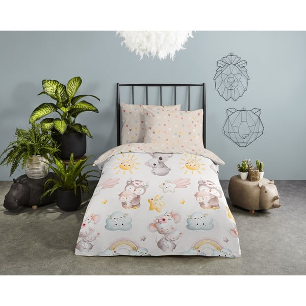 Set copripiumino e federa da bambini marrone/beige in cotone per letto singolo 140x200 cm Hugs – Good Morning-image-1