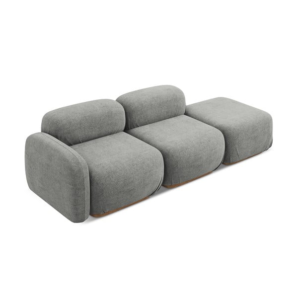 Chaise lounge componibile grigia (con penisola a destra) con rivestimento in bouclé Ailani – Makamii-image-3