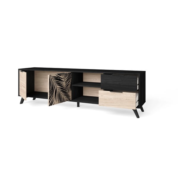 Tavolo TV nero in rovere 181x53 cm Palmera - Marckeric-image-3
