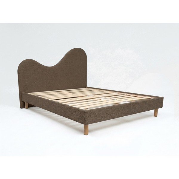 Letto matrimoniale imbottito marrone imbottito con rete inclusa 160x200 cm Celina – Bobochic Paris-image-4