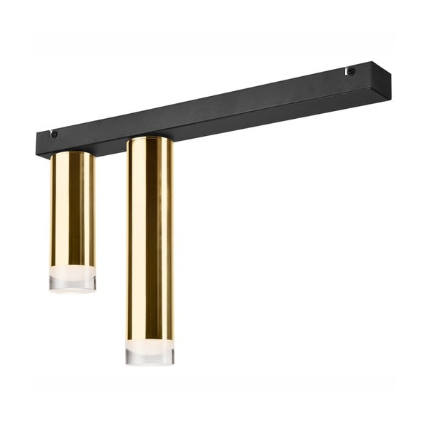 Lampada da soffitto per 2 lampadine in nero-oro Diego - LAMKUR