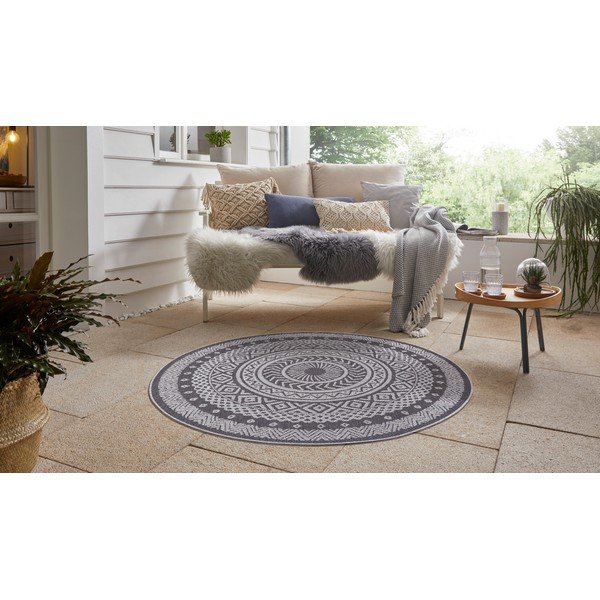 Tappeto grigio per esterni Rotondo, ø 160 cm - Ragami-image-4