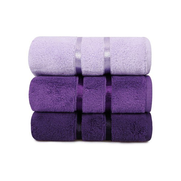 Set di 3 asciugamani in cotone viola Hobby , 50 x 90 cm Dolce - Foutastic