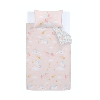 Aminata Kids Set Biancheria Da Letto Unicorno 135x200 Cm, 100% Cotone, Con Cuscino 80x80 Cm, Certificato OekoTex, Per Bambine