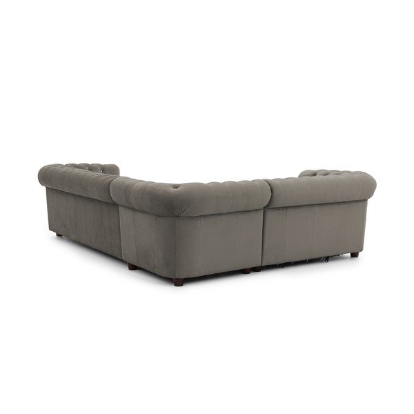 Divano angolare grigio allungabile (con penisola a sinistra/a L) con rivestimento in velluto York Blik – Ropez-image-3