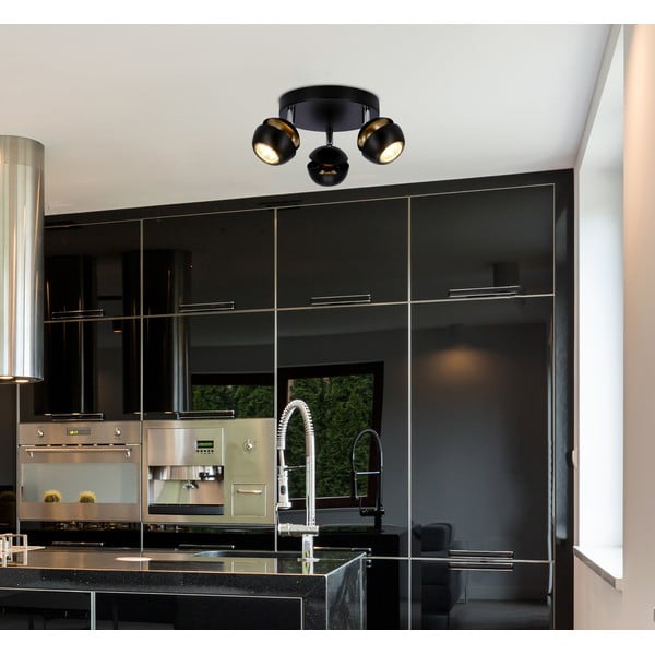 Lampada da soffitto con paralume in metallo nero-oro 26x26 cm Boni - Candellux Lighting-image-1