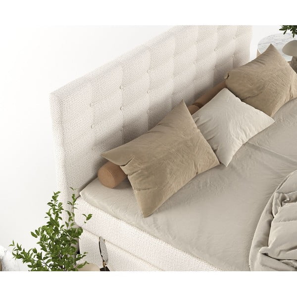 Letto boxspring crema con spazio contenitivo 200x200 cm Blend - Maison de Rêve-image-1
