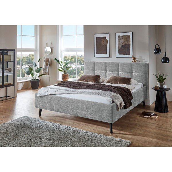 Letto matrimoniale imbottito grigio con contenitore con rete inclusa 180x200 cm Nova – Meise Möbel-image-2