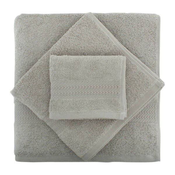 Set di 2 asciugamani e telo da bagno grigi in 100% cotone Gris Rainbow - Foutastic