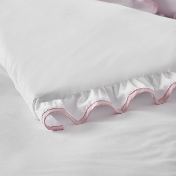 Set copripiumino e federa bianco/rosa per letto matrimoniale 200x200 cm So Soft Mono Frill – Catherine Lansfield-image-3