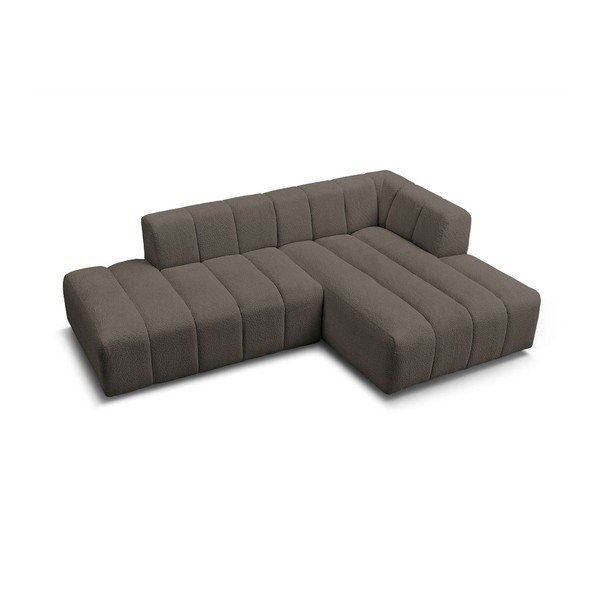 Divano angolare marrone (penisola a destra/chaise lounge) con rivestimento in bouclé Annecy – Bobochic Paris-image-4