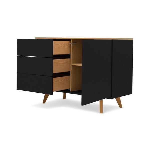 Cassettiera nera con gambe in faggio , 109 x 77 cm Amelia - Tenzo-image-4