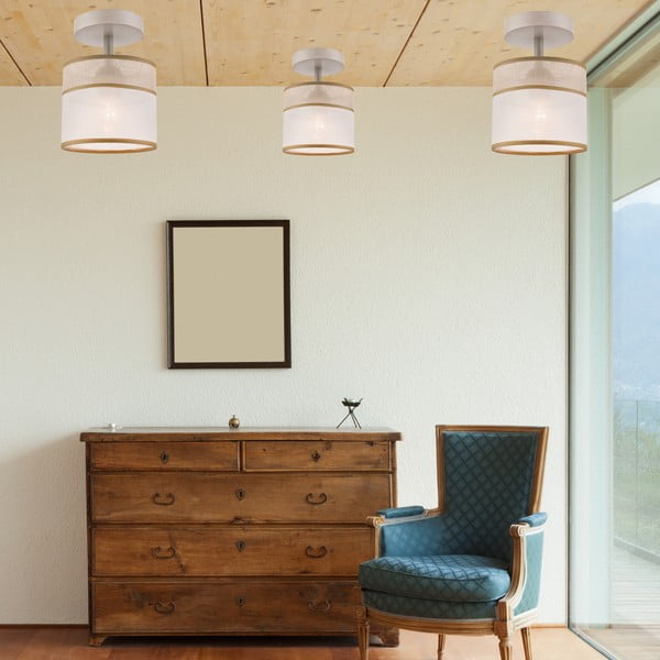 Lampada da soffitto marrone chiaro con paralume in tessuto ø 16 cm Andrea - LAMKUR-image-3