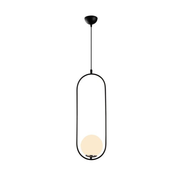 Lampadario bianco e nero con paralume in vetro Mudoni – Opviq lights-image-2